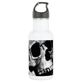 Echter alter Graustufen-Schädel Edelstahlflasche