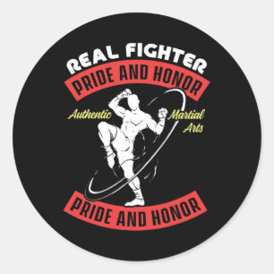Echter Kämpfer Muay Thai Mixed Martial Arts kämpfe Runder Aufkleber
