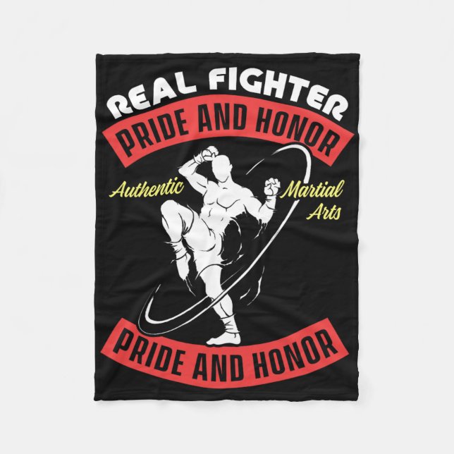 Echter Kämpfer Muay Thai MMA Kampf Authentische Ka Fleecedecke (Vorderseite)