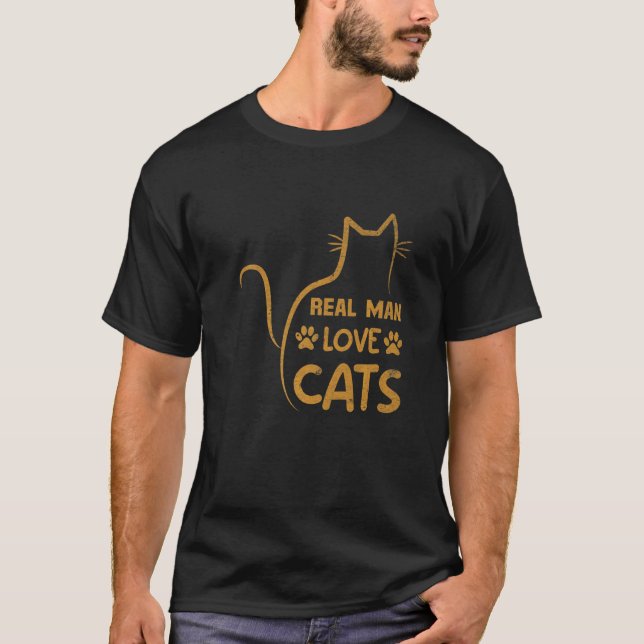 echter Mann liebt Katzen T-Shirt (Vorderseite)