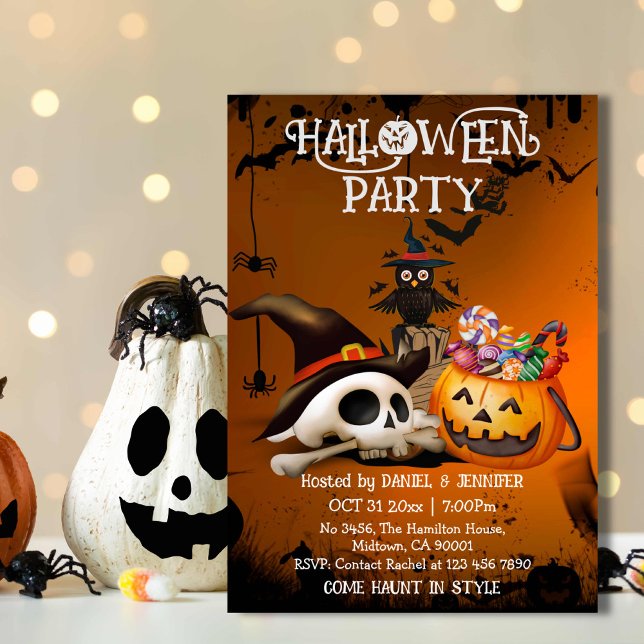 Echter Schädelknochen Jack-o'-Lantern-Süßenkanal H Einladung (Von Creator hochgeladen)