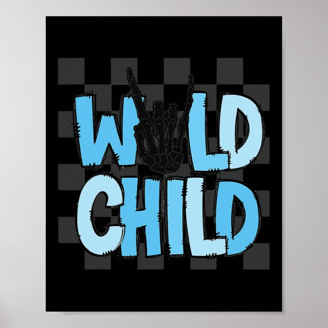 Echter Skeletton Hand Wild Child Spooky Hallowee Poster (Vorne)