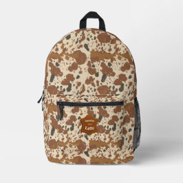 Echtes 100% Latte | Cowhide-Kaffee-Ästhetik Bedruckter Rucksack
