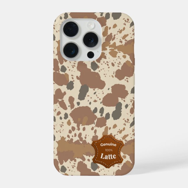 Echtes 100% Latte | Kuhfell-Kaffeestil iPhone Hülle (Rückseite)