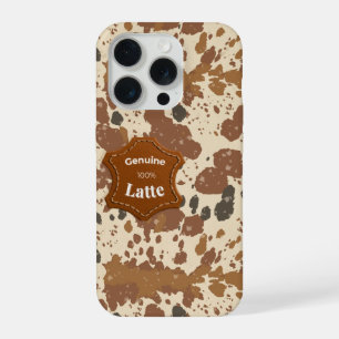 Echtes 100% Latte-Mug Kuhfell-Kaffee-Ästhetik iPhone 15 Pro Hülle