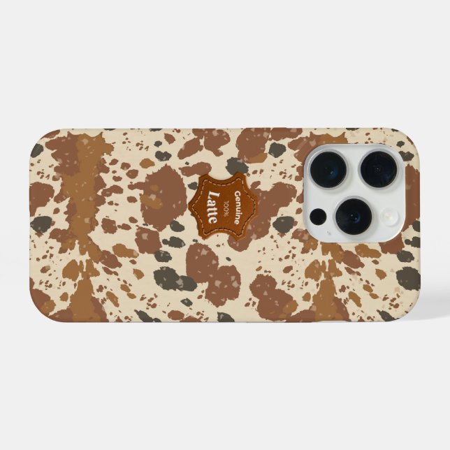 Echtes 100% Latte-Mug | Kuhfell-Kaffee-Ästhetik iPhone Hülle (Rückseite (Horizontal))