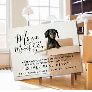 echtes Anwesen Bewegung zu was bewegt Sie Ankündig Ankündigungspostkarte