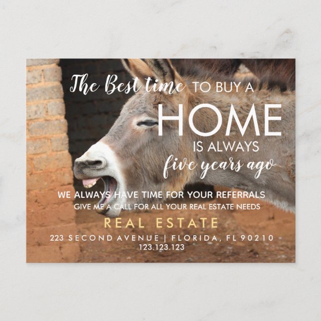 Echtes Anwesen Der beste Zeitpunkt zum Kauf einer  Ankündigungspostkarte (Vorderseite)
