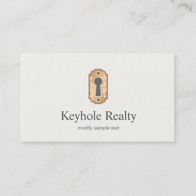 Echtes Anwesen für das elegante Gold Key Hole Logo Visitenkarte (Vorderseite)