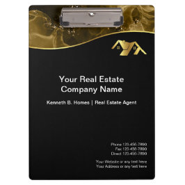 Echtes Anwesen. Konstruktion. Black Gold Klemmbrett