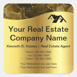 Echtes Anwesen. Konstruktion. Black Gold Quadratischer Aufkleber