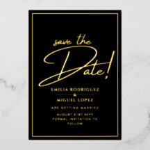 Echtes GOLD Folie Schwarz Save the Date Hochzeit