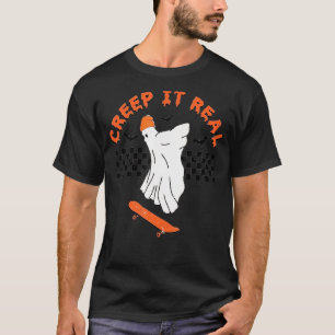 Echtes Halloween-Gespenst Skateboard Vint T-Shirt