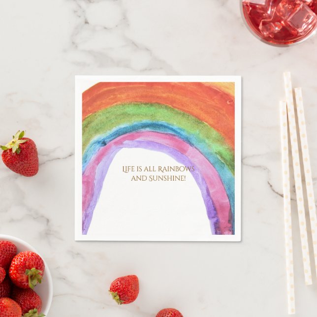 Echtes Kinder Regenbogen Wasserfarben Geburtstag Serviette (Beispiel)