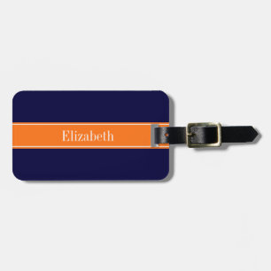 Echtes Marineblau, Kürbisband Namensmonogramm Gepäckanhänger