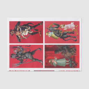 Echtes (nicht KI) Vintage viktorianisches Krampus- Seidenpapier