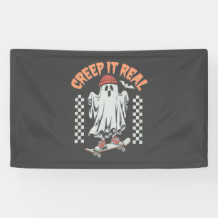 Echtes Retro-Halloween-Skate-Gespenst Banner