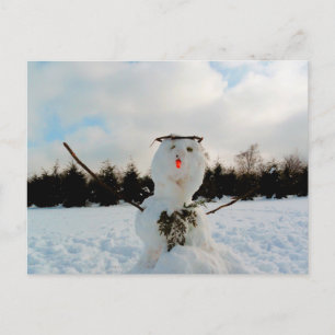 Echtes Schneemann-Foto Postkarte