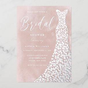 Echtes Silber-Gürtel Wasserfarbe Brautparty Folieneinladung