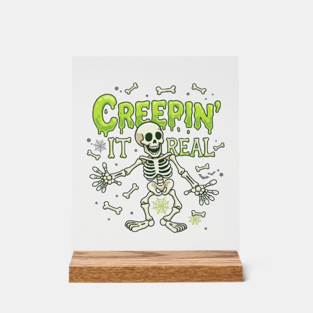 Echtes Skelett Halloween Knochen Spinne Wir Acrylschild (Vorderseite)