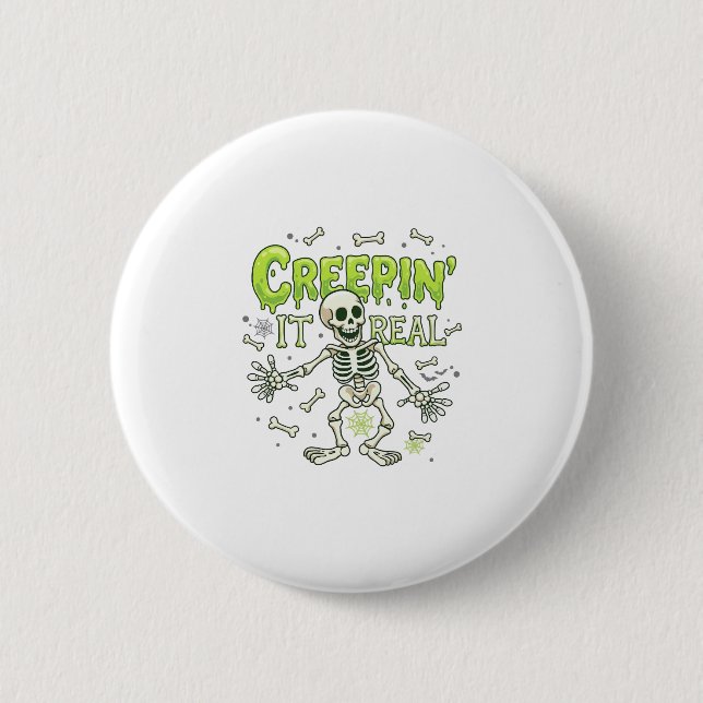 Echtes Skelett Halloween Knochen Spinne Wir Button (Vorderseite)