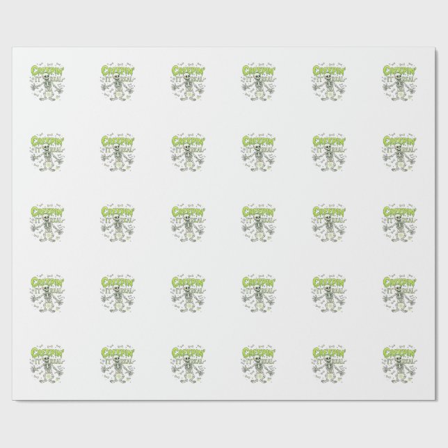 Echtes Skelett Halloween Knochen Spinne Wir Geschenkpapier (Flach)