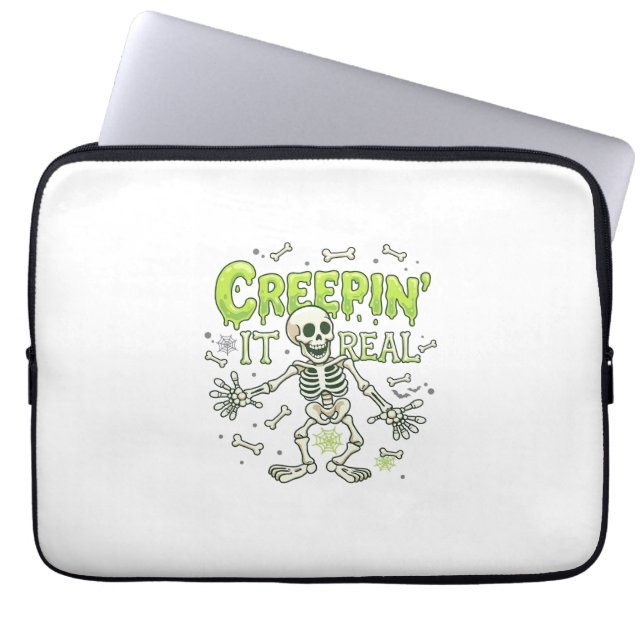 Echtes Skelett Halloween Knochen Spinne Wir Laptopschutzhülle (Vorderseite)