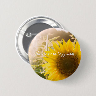 Echtes Sonnenblumen-Foto Feld Blumen sind Glück Button