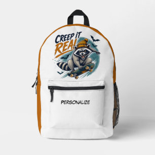 Echtes Waschbär-Skateboard mit coollem Design Bedruckter Rucksack