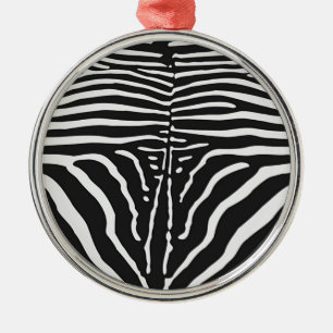 Echtes Zebrafell-Druckmuster - schwarzer weißer St Silbernes Ornament