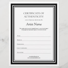 Echtheitsbescheinigung für Schwarz-Weiß-Buchstaben Briefbogen