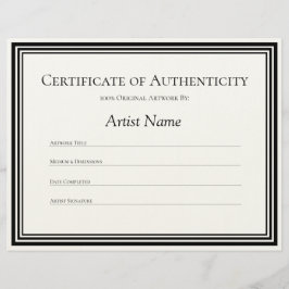 Echtheitsurkunde Briefbogen