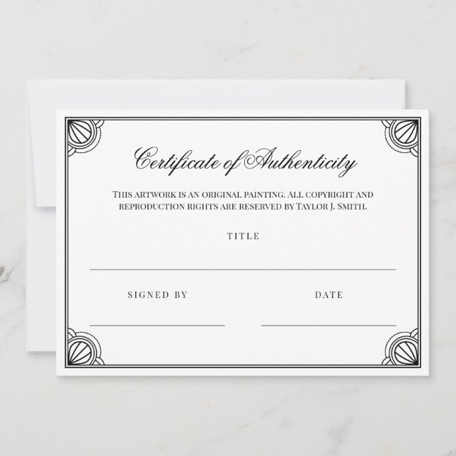 Echtheitszertifikat in einem eleganten Schwarzen R (Vorderseite)