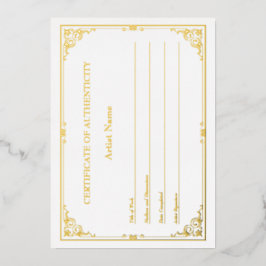 Echtheitszeugnis für viktorianische goldene Folien Folieneinladung