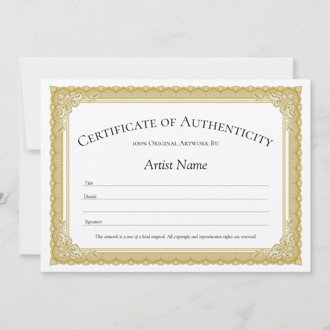 Echtheitszeugnis für Vintage Grenzen Einladung (Vorderseite)