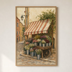 Eck-Blumenwagen Wasserfarben Cottagecore Poster