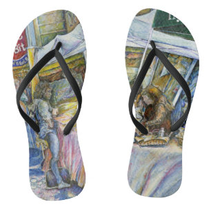 Ecke der FliegenSchweinezucht und Wein ein bissche Flip Flops