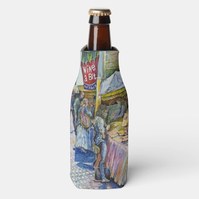 Ecke der Fliegenschweinfarm und Wein ein wenig. Flaschenkühler (Flaschenvorderseite)