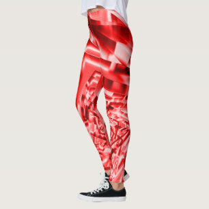 Ecke der geneigten Quadrate, rot bis weiß Leggings