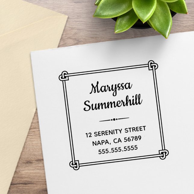 Ecke Herz geformt Knot Rahmen Adresse Gummistempel (Von Creator hochgeladen)