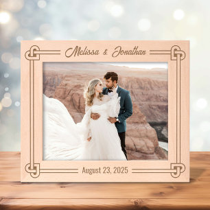 Ecke Herz gestreifter Knotrahmen Hochzeit 10x8 Geätzte Rahmen