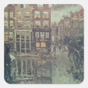 Ecke Leidsche Square, Amsterdam Quadratischer Aufkleber