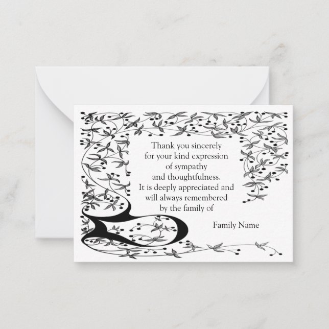 Ecke Linie Kunstrahmen nach Beerdigung Karte (Vorderseite)