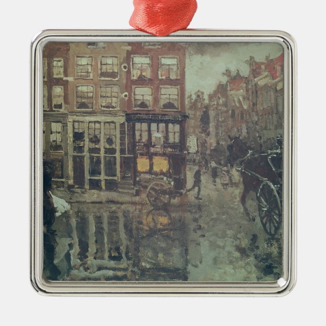 Ecke von Leidsche Quadrat, Amsterdam Silbernes Ornament (Vorne)