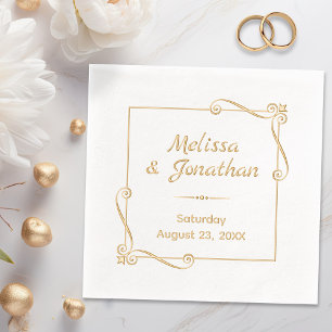 Ecke Wirbel Quadrat Rahmen Hochzeitsfeier Servietten Mit Folie