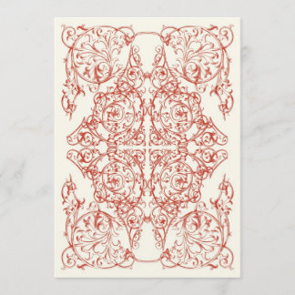 Eckige Flourish-Hochzeitseinladung (Karmesinrot) Einladung