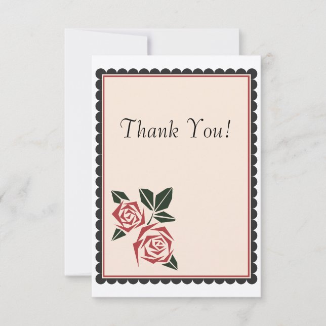 Eckige Rosen Dankeskarte (Vorderseite)