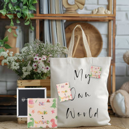 Eckiger Knopf | Niedliche Dinosaurier-Welt Button