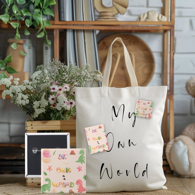 Eckiger Knopf | Niedliche Dinosaurier-Welt Button (Von Creator hochgeladen)