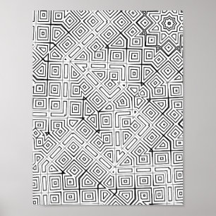 Eckiges Labyrinth-Gitter-Färbungsseiten-Musterdesi Poster
